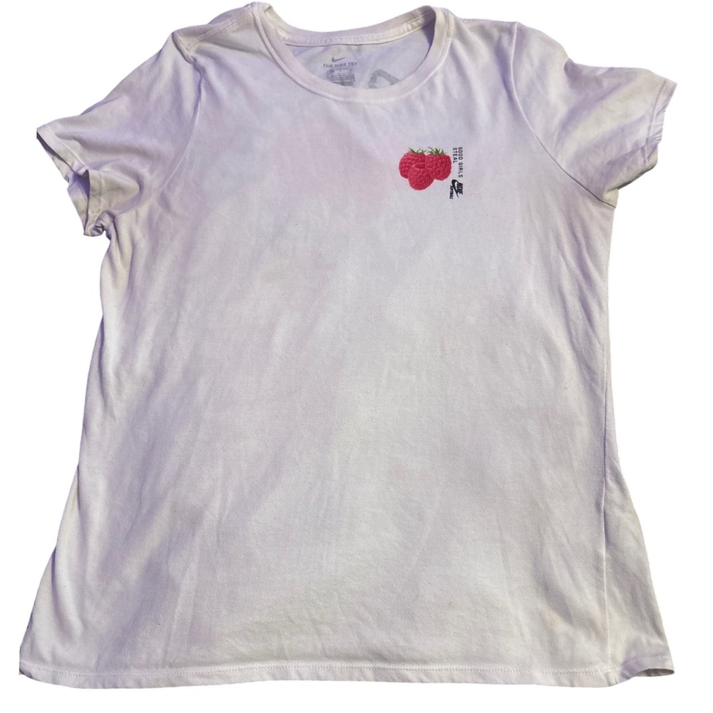 Nike Women's White Raspberry Club Graphic Dri-FIT T-Shirt Size L